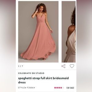 David’s Bridal spaghetti strap full skirt bridesmaid dress